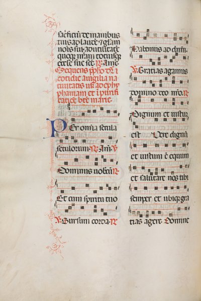 Missale: Fol. 176v: Musik til forskellige almindelige bønner, 1469. af Bartolomeo Caporali