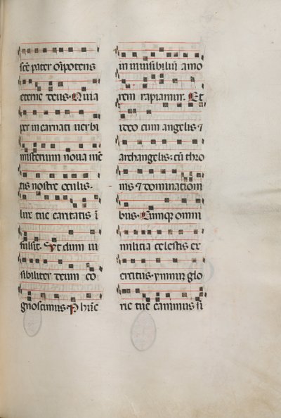 Missale: Fol. 177: Musik til forskellige almindelige bønner, 1469. af Bartolomeo Caporali