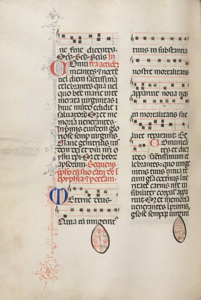 Missale: Fol. 177v: Musik til forskellige almindelige bønner, 1469. af Bartolomeo Caporali