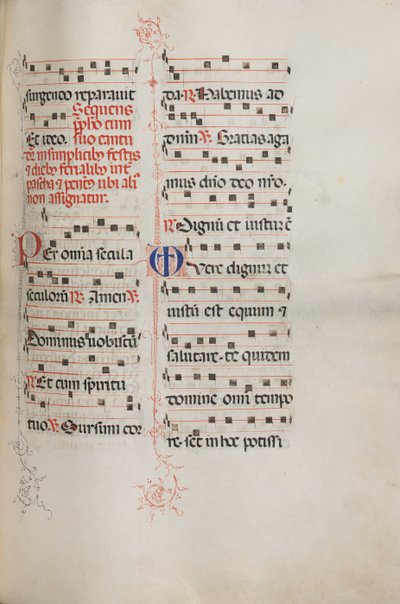 Missale: Fol. 179: Musik til forskellige almindelige bønner, 1469. af Bartolomeo Caporali