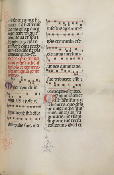 Missale: Fol. 180: Musik til forskellige almindelige bønner, 1469. af Bartolomeo Caporali