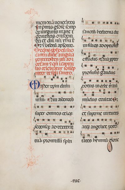 Missale: Fol. 180v: Musik til forskellige almindelige bønner, 1469. af Bartolomeo Caporali
