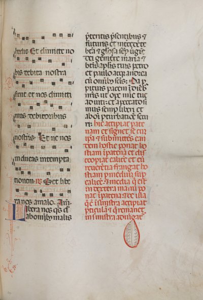 Missale: Fol. 190: Musik til forskellige bønner, 1469. af Bartolomeo Caporali