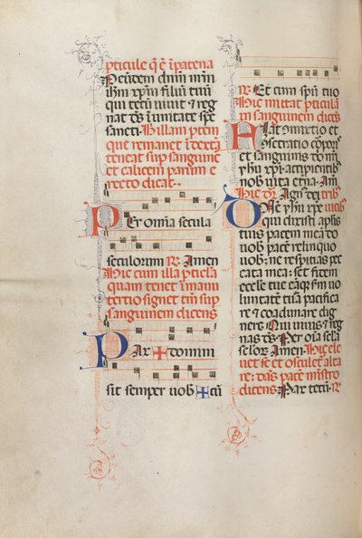 Missale: Fol. 190v: Musik til forskellige bønner, 1469. af Bartolomeo Caporali