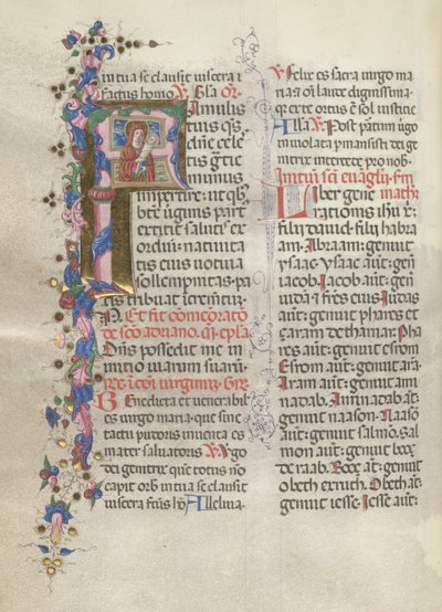 Missale: Fol. 311v: Sankt Anne holder den nyfødte jomfru, 1469. af Bartolomeo Caporali