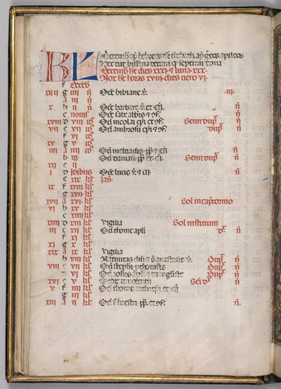 Missale: Efterår. :: December kalenderside, ೧೪೬೯. af Bartolomeo Caporali