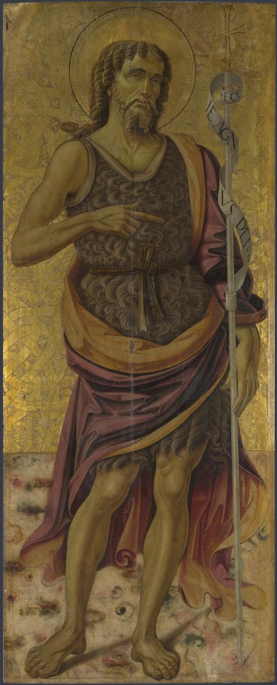 Johannes Døberen fra Altertavle: Jomfruen og barnet med hellige, ca 1475 af Bartolomeo Caporali