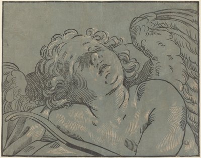 Cupid sovende af Bartolomeo Coriolano after Guido Reni