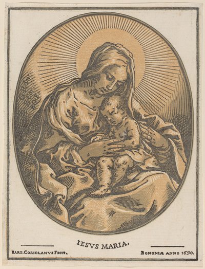 Jomfru og Barn af Bartolomeo Coriolano after Guido Reni