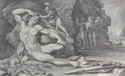 Plade 6: Ulysses slår en brændende pæl ind i Polyphemus