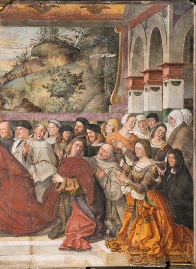Kardinal Guido af Monfort åbner den helliges ark, den helliges skole, detalje fra 2196216 af Bartolomeo Montagna
