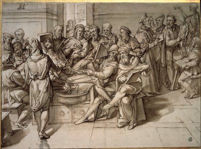Anatomi foredrag givet af Michelangelo Buonarroti dit Michelangelo (Michelangelo eller Michel Ange af Bartolomeo Passarotti