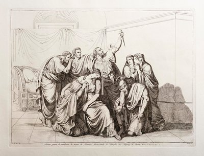 Brutus sværger at hævne Lucretias død og forviser Tarquini-familien fra Rom af Bartolomeo Pinelli