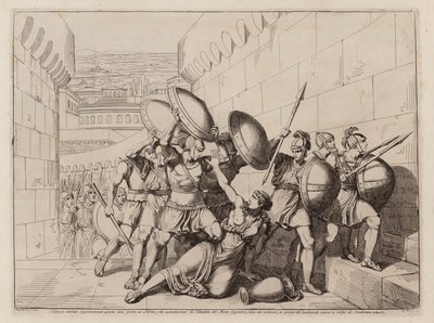 Tarpeias død (radering) af Bartolomeo Pinelli