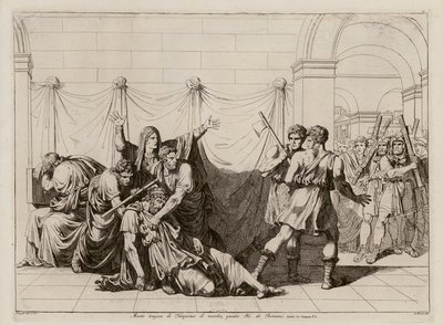 Tarquin den Ældres død (radering) af Bartolomeo Pinelli