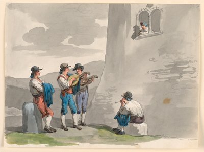 Tegning, Serenaden, 1807-08 af Bartolomeo Pinelli