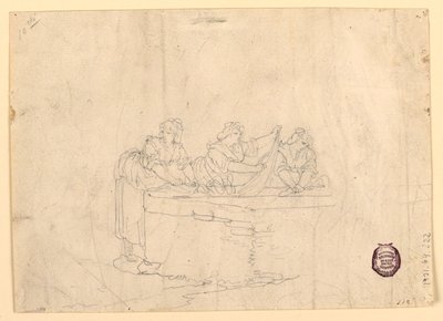 Tegning, Tre kvinder, der vasker sig, 1800-25 af Bartolomeo Pinelli