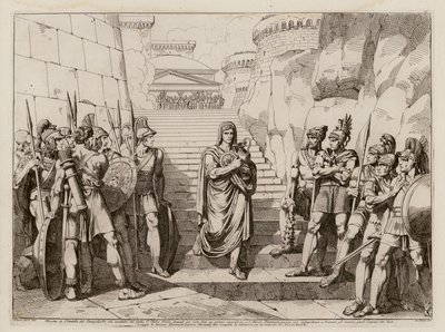 Gaius Fabius Dorsuo passerer uhindret gallerne på vej til et offer, 390 f.Kr (radering) af Bartolomeo Pinelli