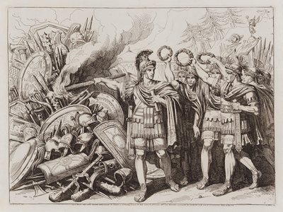 Gaius Marius brænder cimbrernes og teutonernes våben af Bartolomeo Pinelli