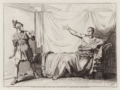 Gaius Marius skræmmer den soldat, der er sendt ud for at myrde ham (radering) af Bartolomeo Pinelli