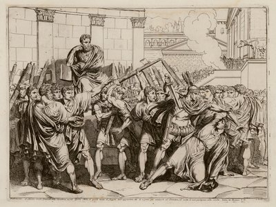 Gaius Servilius Ahala dræber Spurius Maelius, 439 f.Kr (radering) af Bartolomeo Pinelli