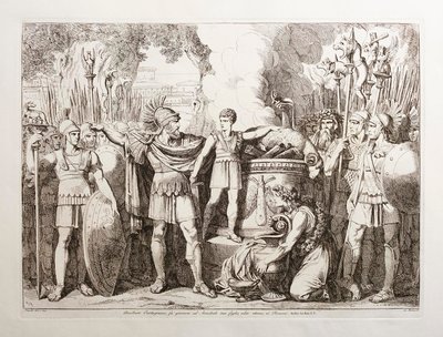 Hamilcar Barca får sin søn Hannibal til at sværge evigt had mod romerne af Bartolomeo Pinelli