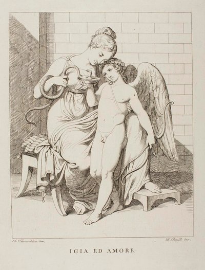 Hygieia og Amor af Bartolomeo Pinelli