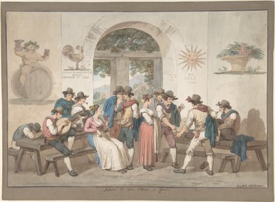 Interiøret i en romersk kro af Bartolomeo Pinelli
