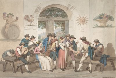 Interiør af en romersk kro, 1817., 1817. af Bartolomeo Pinelli