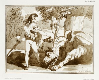 Jason sætter en drage, der vogter Golden Fleece, i søvn af Bartolomeo Pinelli