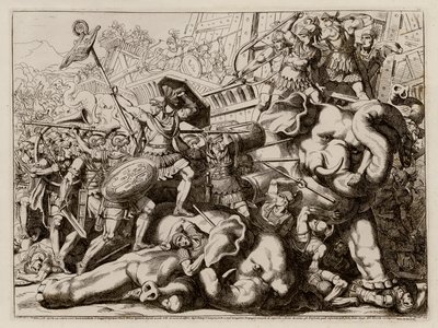 Marcus Claudius Marcellus vinder en sejr over karthaginerne (radering) af Bartolomeo Pinelli