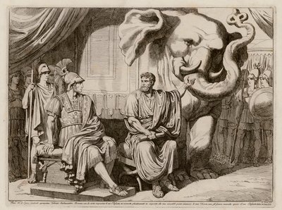 Pyrrhus af Epirus og hans elefant (radering) af Bartolomeo Pinelli