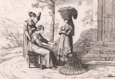 Romerske kvinder i traditionelle dragter, radering af Bartolomeo Pinelli (Rom af Bartolomeo Pinelli