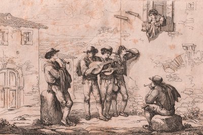 Serenade i Rom, radering af Bartolomeo Pinelli (Rom af Bartolomeo Pinelli
