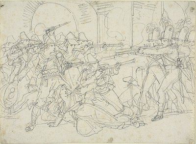Studie til begivenheder i Massaronis liv, en italiensk bandit af Bartolomeo Pinelli
