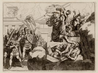 Selvmord af Hasdrubals hustru (radering) af Bartolomeo Pinelli
