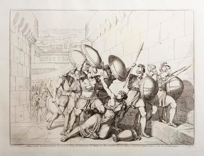 Tarpeia åbner byportene af Bartolomeo Pinelli