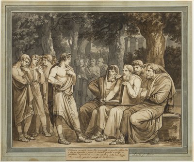 Telemachus beskriver, hvordan han blev optaget i forsamlingen på Kreta, fra The Adventures of Telemachus, bog 5 af Bartolomeo Pinelli