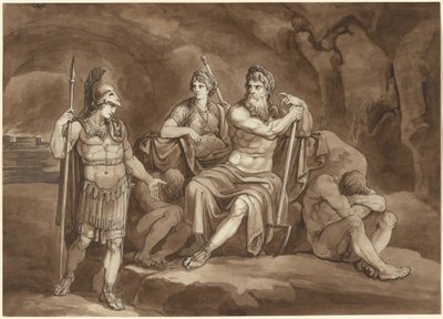 Telemachus anmoder om tilladelse fra Pluto til at søge sin far i underverdenen af Bartolomeo Pinelli