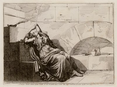 Vestalinden Sestilia begravet levende (radering) af Bartolomeo Pinelli
