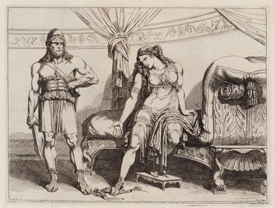 Eunukken Bacchides sendt af Mithridates VI af Pontus til sin kone Monime (radering) af Bartolomeo Pinelli