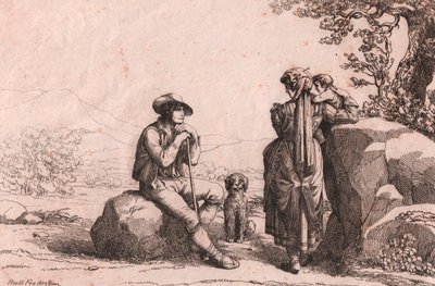 To almue med en baby og en hund i Fraine, Abruzzo, radering af Bartolomeo Pinelli (Rom af Bartolomeo Pinelli
