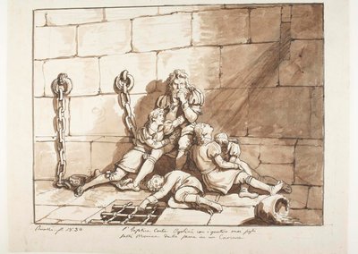 Ugolini della Gherardesca og hans sønner i Sultetårnet af Bartolomeo Pinelli