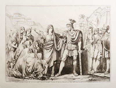 Veturia afvæbner sin søn Coriolan og redder dermed Rom fra en stor fare af Bartolomeo Pinelli