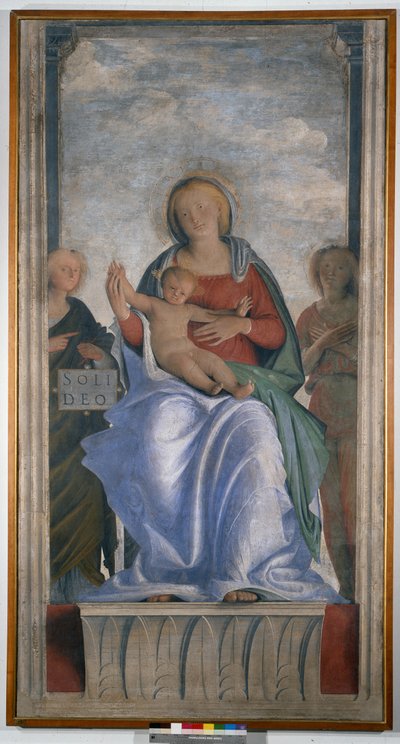 Madonna og barn og to engle af Bartolomeo Suardi Bramantino