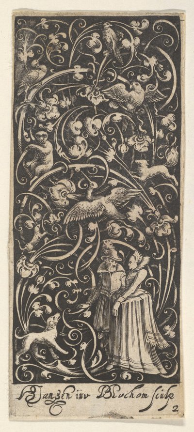 Lodret panel med mand og kvinde, ca. 1631. af Bartolomeus van Lochom