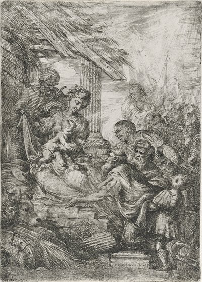 Adoration of the Kings (De Vise Mænds Offer), efter 1657 (radering på lagt papir) af Bartolommeo Biscaino