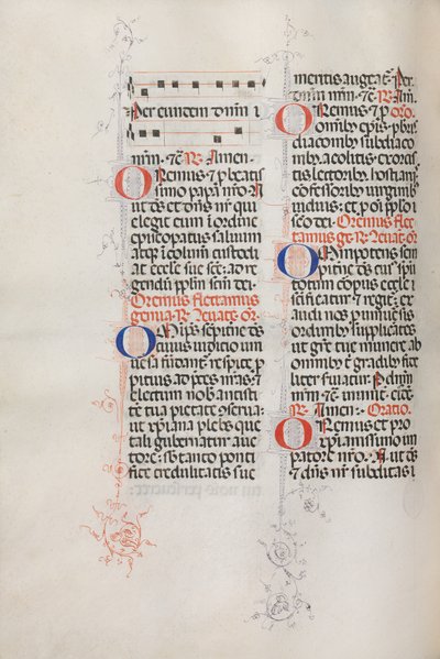 Missale: Fol. 146v: Musik til forskellige bønner..., 1469. af Bartolommeo Caporali