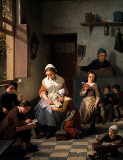 Skolestuen. Maleri af Basile de Loose (1809-1885) af Basile de Loose