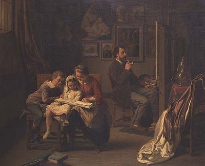 Kunstneren med sine børn i sit atelier af Basile de Loose